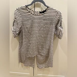 BCBGMaxAzria Black and White Striped Short Sleeve Top